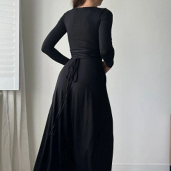 Full Size Tied Long Sleeve Bodycon Midi Dress Plus Size | New Evening Dress - Picture 5 of 10